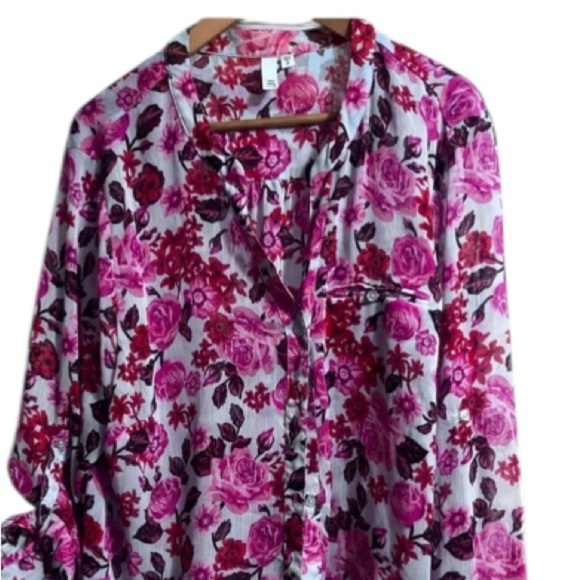 Kut from the Kloth Pink Floral Buttoned Blouse Sz 2X Women - Picture 6 of 6